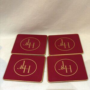 Set of 4 Cork Back Coasters Personalized for J&H Made in England